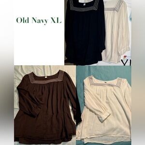Lot of 2 Old Navy XL square neck tops. Black & Off White